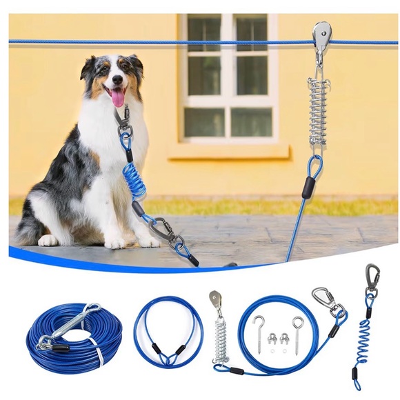 Dog Leashes Other - Dog Tie-Out Cable with Spring New!!! Silver